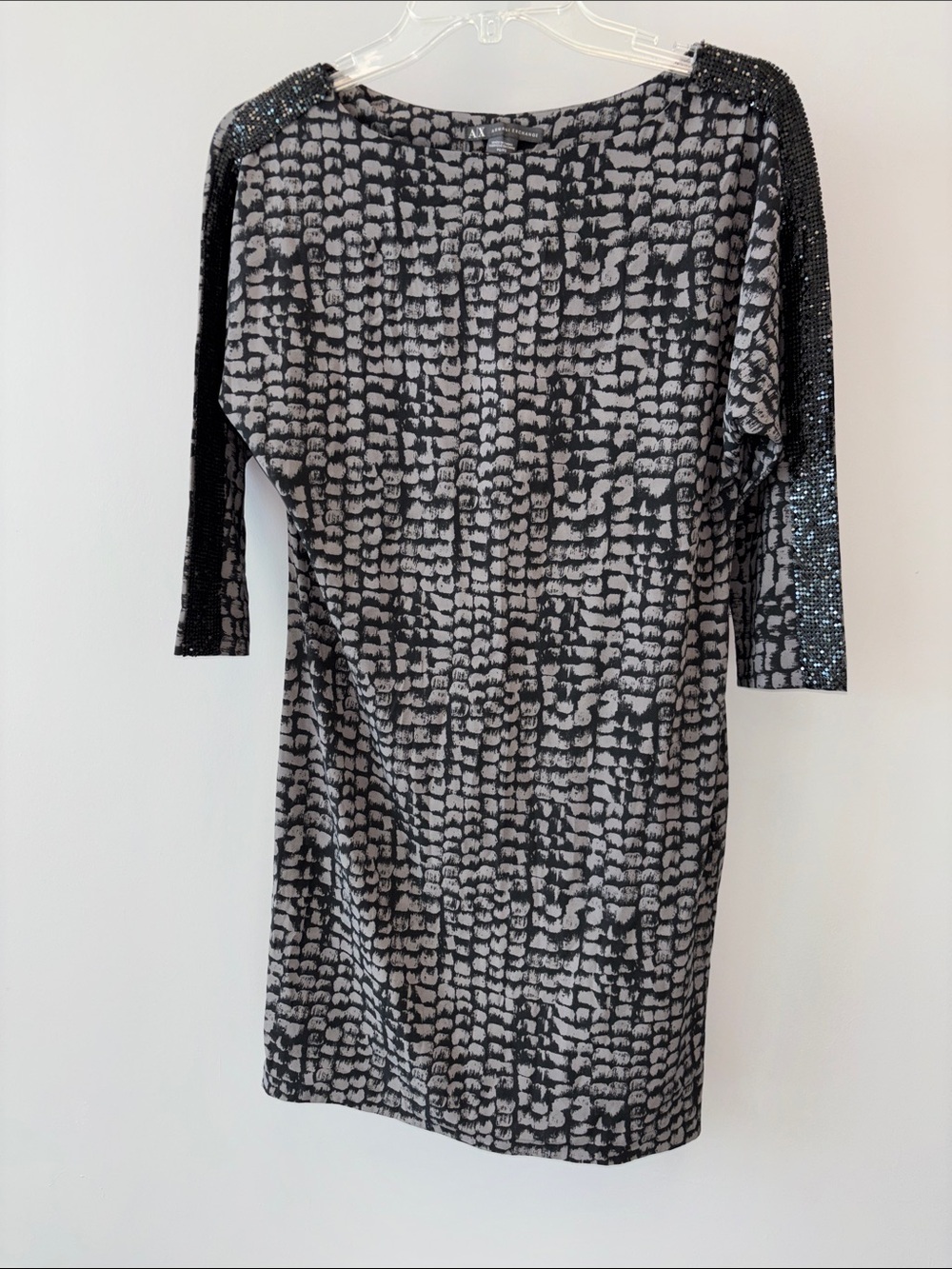 Armani Exchange Metal Beaded Trim with Print Dress Size Small